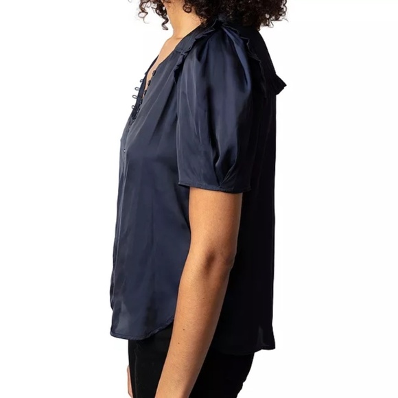 Zadig + Voltaire Black Twity Satin blouse top, L, CB2300 - Picture 3 of 8